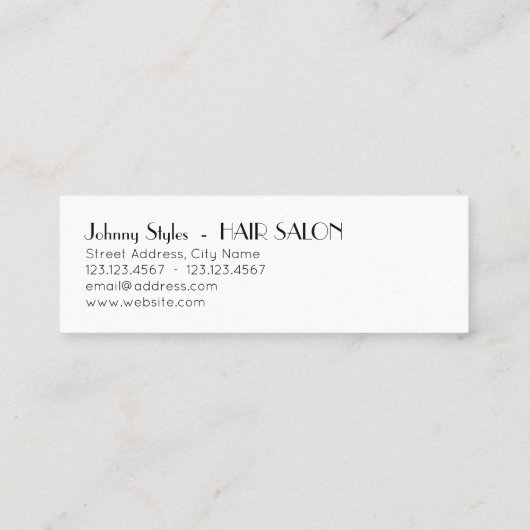 Dünner vertikaler Arttext Mini Visitenkarte (Rückseite)