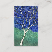 Dünner weißer Baum mit Wirblem Himmel Visitenkarte (Rückseite)