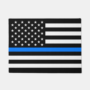 "DÜNNES BLUE LINE auf FLAGGE " Fußmatte