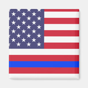 "DÜNNES BLUE LINE auf FLAGGE " Magnet