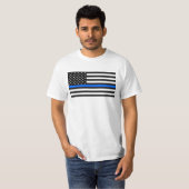 "DÜNNES BLUE LINE auf FLAGGE " T-Shirt (Vorne ganz)