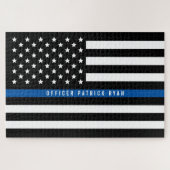 Dünnes Blue Line-Flagge-Polizei-Monogramm Puzzle (Horizontal)