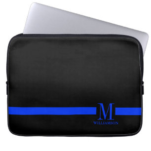 Dünnes Blue Line-Gewohnheits-Monogramm Laptopschutzhülle