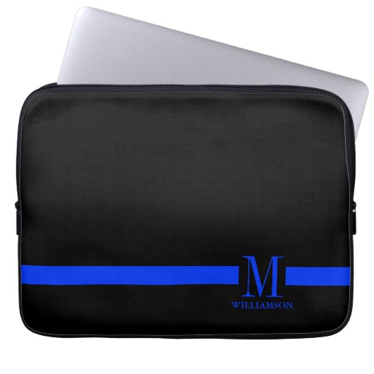 Dünnes Blue Line-Gewohnheits-Monogramm Laptopschutzhülle (Vorderseite)