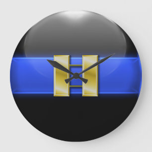 Dünnes Blue Line - GoldPolizeikommandant-Stangen Große Wanduhr