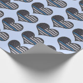 Dünnes Blue Line-Herz Geschenkpapier (Ecke)