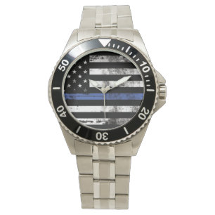Dünnes Blue Line kennzeichnen Armbanduhr