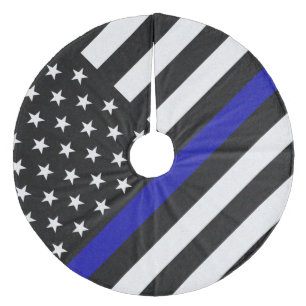 Dünnes Blue Line kennzeichnen Fleece Weihnachtsbaumdecke