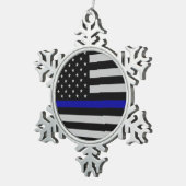 Dünnes Blue Line kennzeichnen Schneeflocken Zinn-Ornament (Rechts)