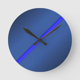 Dünnes Blue Line Runde Wanduhr