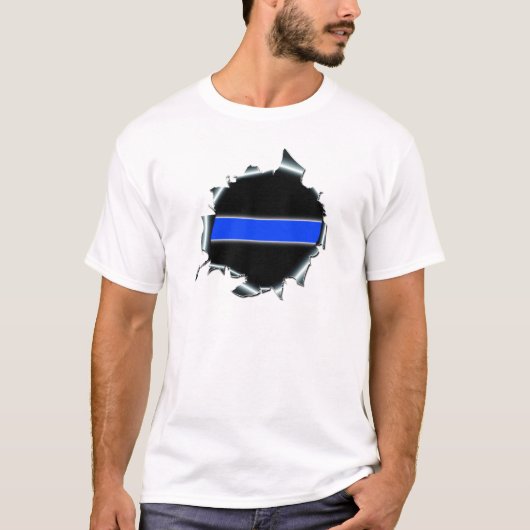 Dünnes Blue Line T-Shirt (Vorderseite)