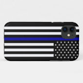 Dünnes Blue Line überwachen Flagge polizeilich Case-Mate iPhone Hülle (Rückseite (Horizontal))
