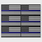 Dünnes Blue Line überwachen Flagge polizeilich Geschenkpapier (Flach)