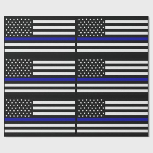 Dünnes Blue Line überwachen Flagge polizeilich Geschenkpapier (Flach)