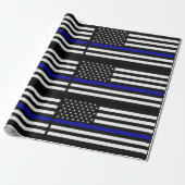 Dünnes Blue Line überwachen Flagge polizeilich Geschenkpapier (Ungerollt)