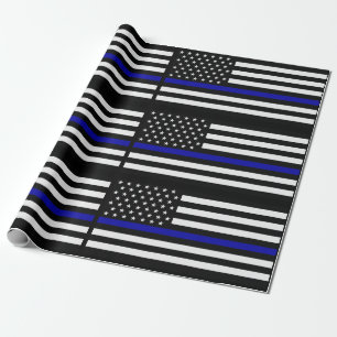 Dünnes Blue Line überwachen Flagge polizeilich Geschenkpapier