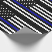 Dünnes Blue Line überwachen Flagge polizeilich Geschenkpapier (Ecke)