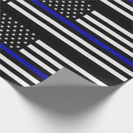 Dünnes Blue Line überwachen Flagge polizeilich Geschenkpapier (Ecke)