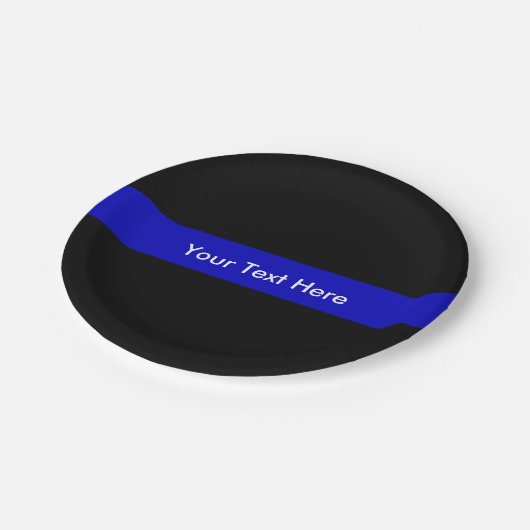 Dünnes Blue Line überwachen Gesetzesunterstützung Pappteller (Schrägansicht)