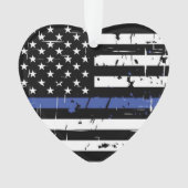 Dünnes Blue Line verzieren Ornament (Vorderseite)