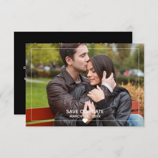 Dünnes Gerahmtes Foto - 3x5 Save the Date Empfang Einladung (Vorne/Hinten)