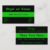 Dünnes Grün Linie-Doc., Krankenschwester, Visitenkarte (Vorne/Hinten)