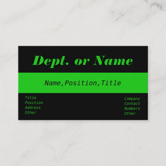 Dünnes Grün Linie-Doc., Krankenschwester, Visitenkarte (Vorderseite)