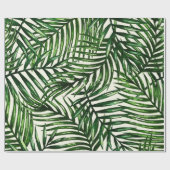 Dünnes grünes tropisches Blätter auf Weiß Geschenkpapier (Flach)