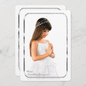 Dünnes silbernes Rahmen-Foto-erste Kommunion Einladung (Vorne/Hinten)