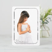 Dünnes silbernes Rahmen-Foto-erste Kommunion Einladung (Stehend Vorderseite)