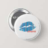Dünnes Streifen-Aqua Button (Vorne & Hinten)