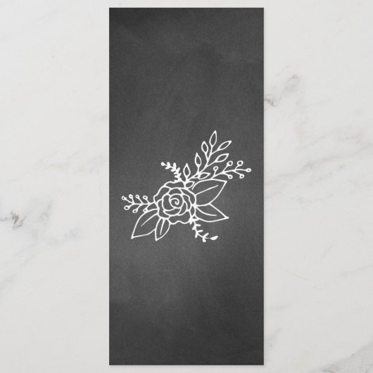 Dünnes Tafel-Blick-Hochzeits-Tabellen-Menü Menükarte (Rückseite)