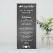 Dünnes Tafel-Blick-Hochzeits-Tabellen-Menü Menükarte (Stehend Vorderseite)