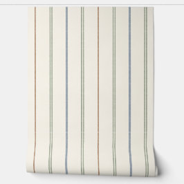 Dünnes vertikales Streifenmuster Boho neutral erdi Tapete