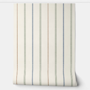 Dünnes vertikales Streifenmuster Boho neutral erdi Tapete