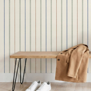 Dünnes vertikales Streifenmuster Boho neutral erdi Tapete
