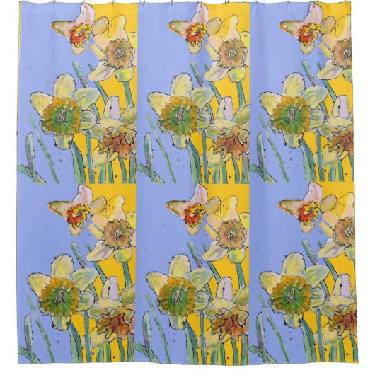 Dünnflüssiges Blume Wasserfarben-Lavendel Gelb Duschvorhang (Vorderseite)