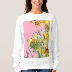 Dünngelbe Daffodien Blumenkohl Aquarell Blume Sweatshirt