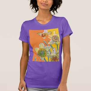 Dünngelbe Daffodien Blumenkohl Aquarell Blume T-Shirt