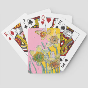 Dünngelbe Frühlingsblüte Wasserfarben Blume Spielkarten