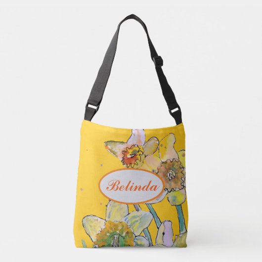 Dünngelbe Frühlingsblüte Wasserfarben Handtasche (Vorderseite)