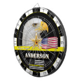 Dünngelbe Linie, amerikanische Flagge, Rücksendung Dartscheibe (Vorderseite rechts)