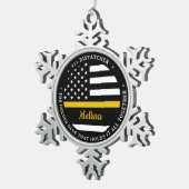 Dünngoldene Linie, goldener Kleber 911 Dispatcher Schneeflocken Zinn-Ornament (Rechts)