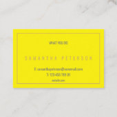 Dünngoldener Neon gelb Visitenkarte (Rückseite)