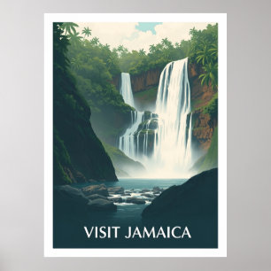 Dunn's River Falls, Jamaika Vintage-Illustration Poster