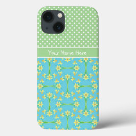 Dünnstoffe auf Türkis, weiße Polkas auf Weich Grün Case-Mate iPhone Hülle