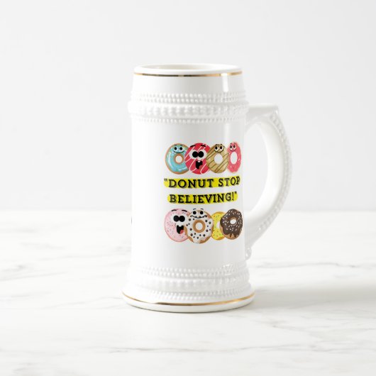 Dunot Stopp Glaube - Donuts Zitat Bierglas (VorderseiteRechts)