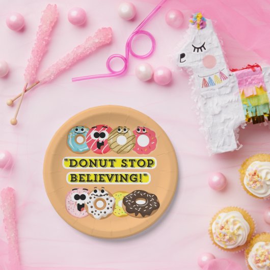 Dunot Stopp Glaube - Donuts Zitat Pappteller (Party)