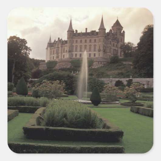 Dunrobin Castle, Schottland Quadratischer Aufkleber (Vorderseite)