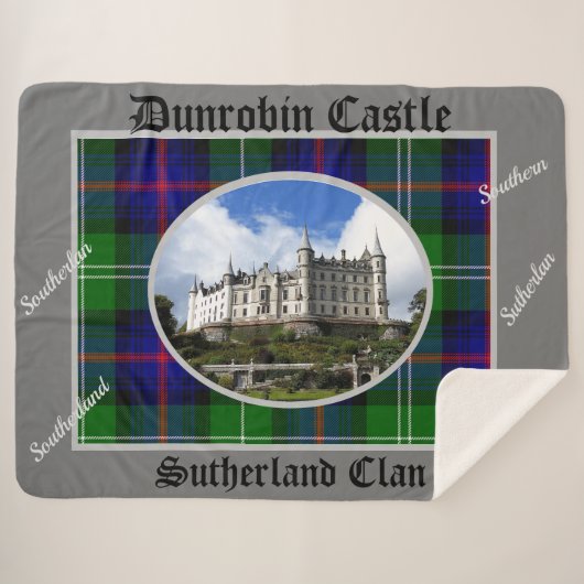 Dunrobin Castle Sutherland Spellan und Tartan Sherpadecke (Vorderseite (Horizontal))
